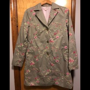 Janeville long green embroidered jacket - Sz M